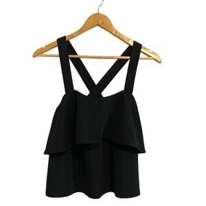 Madewell Black Cross Back Ruffle Tank Top